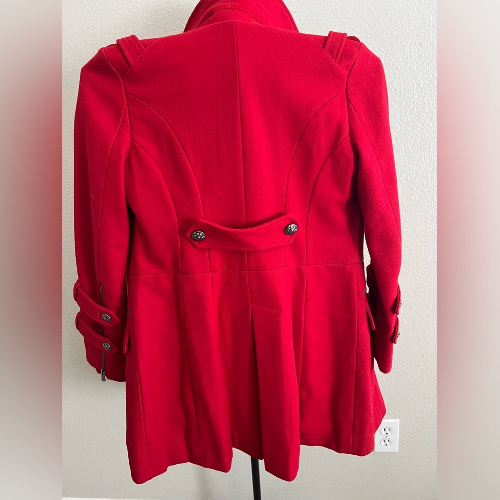 Vintage Guess Los Angeles Red Button Up Wool Blend Peacoat Size M - Picture 9 of 16